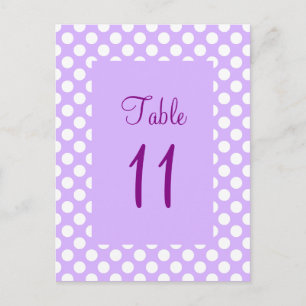 Pancarte de numéro de table à pois blancs et viole