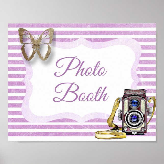Pancarte de Photomaton Affiche Papillon Violet (Devant)