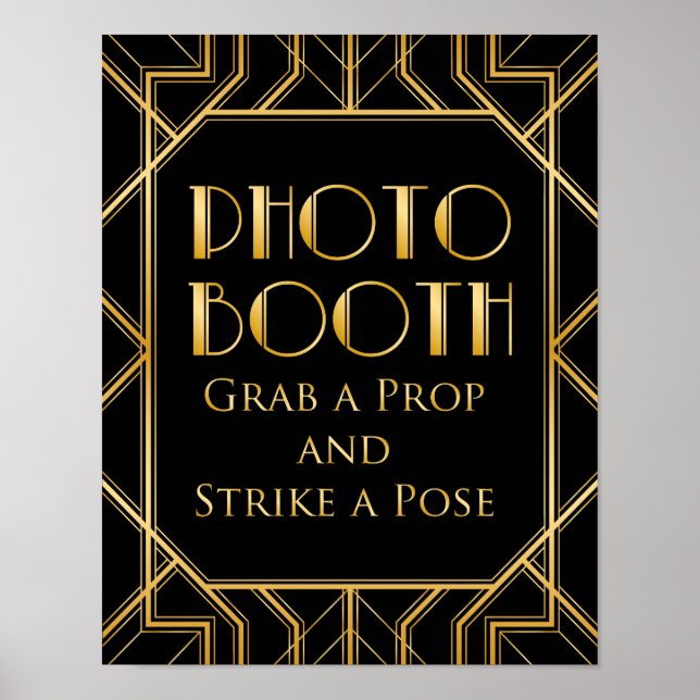 Pancarte de Photomaton de Mariage | Art Déco Gatsb (Devant)