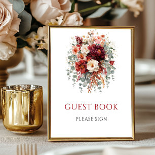 Pancarte de table de livre d'or floral Boho Marsal
