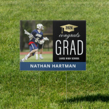 Félicitations Grand Noir & Bleu foncé Graduation