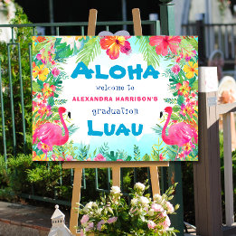 Pancarte Graduation Tropical Aloha Luau Party Bienvenue