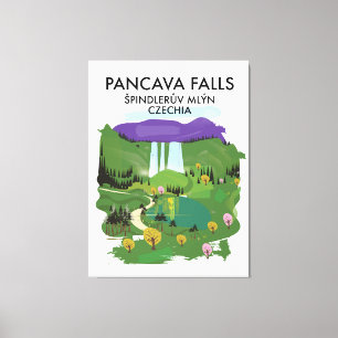 Pancava Falls Špindlerův Mlýn, Czechia travel post Canvas Print