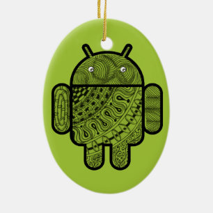 Pancho Doodle Character for Android™ robot Ceramic Ornament