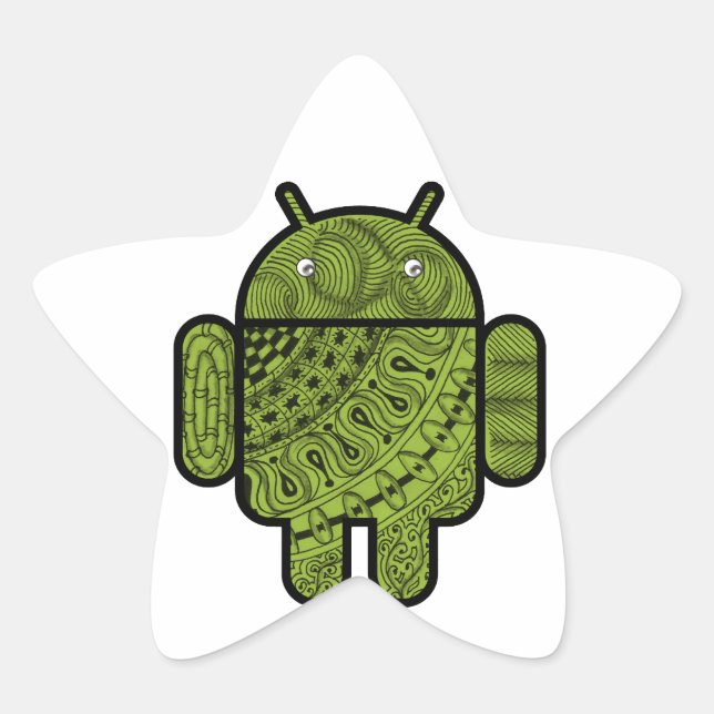 Pancho Doodle Character for Android™ robot Star Sticker (Front)