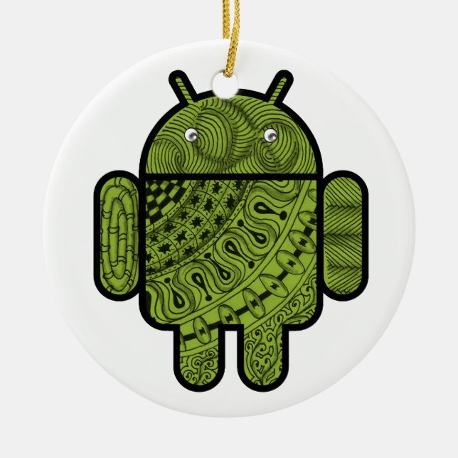 Pancho Doodle Character for the Android™ robot Ceramic Ornament (Front)