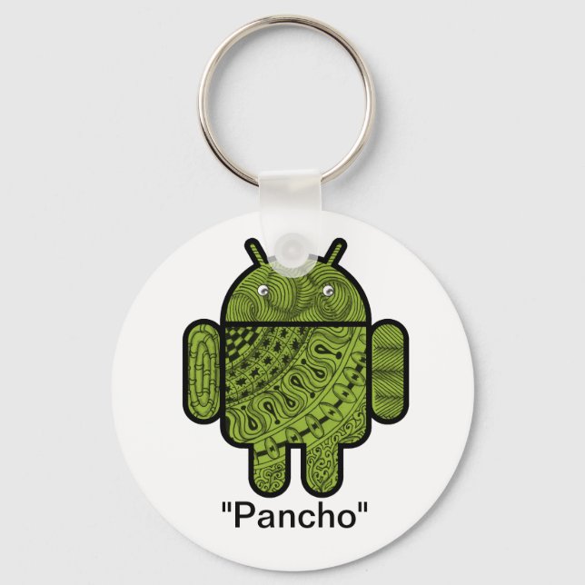 Pancho Doodle Character for the Android™ robot Keychain (Front)