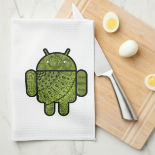 Pancho Doodle Character for the Android™ robot Kitchen Towel