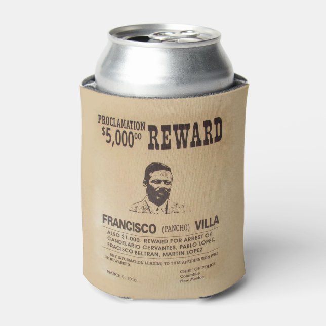 Pancho Villa 🔥 Mexican Hero General Can Cooler (Can Front)