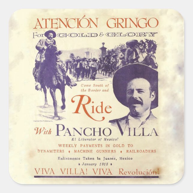 Pancho Villa 🔥 Mexican Hero General Square Sticker (Front)