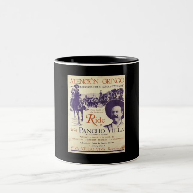 Pancho Villa 🔥 Mexican Hero General Two-Tone Coffee Mug (Center)