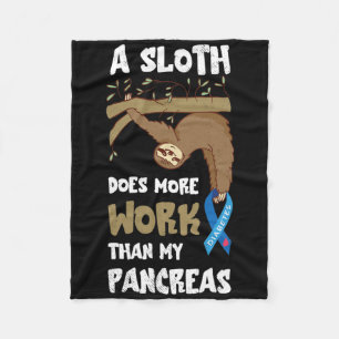 Pancreas Diabetes Awareness Work Sloth Type One Di Fleece Blanket