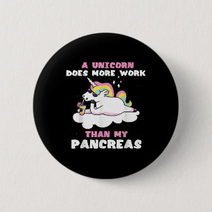Pancreas Funny Unicorn Type 1 Diabetes Blood 2 Inch Round Button