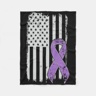 Pancreatic Cancer American Flag - Grunge Awareness Fleece Blanket