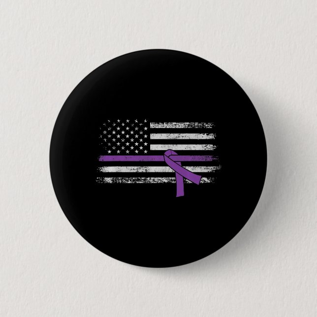 Pancreatic Cancer Awareness American Flag   2 Inch Round Button (Front)