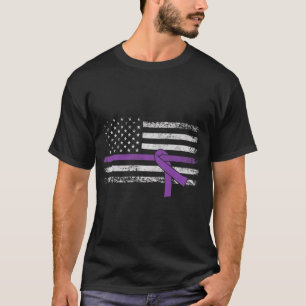 Pancreatic Cancer Awareness American Flag   T-Shirt