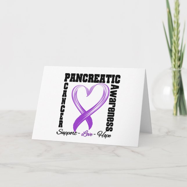 Pancreatic Cancer Awareness Brushed Heart Ribbon v Card (Front)