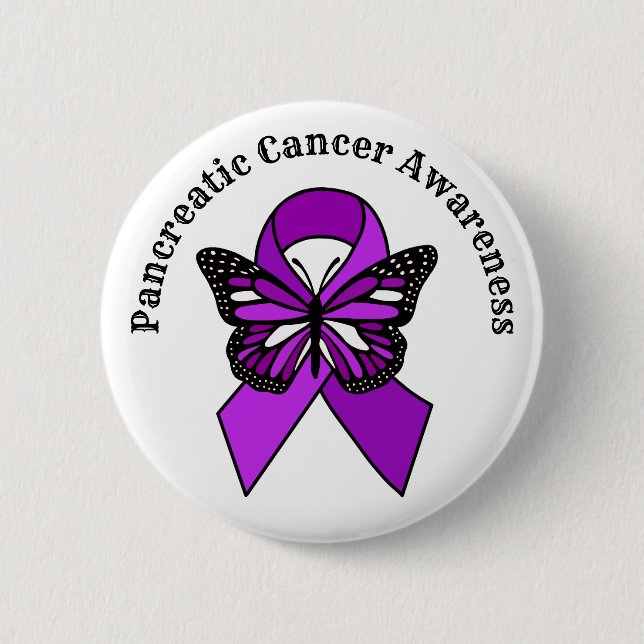 Pancreatic Cancer Awareness | Butterfly 2 Inch Round Button (Front)
