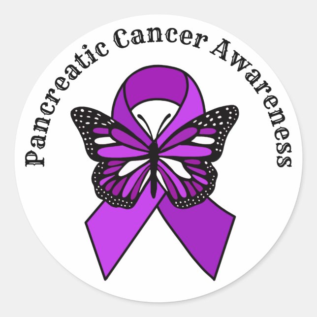 Pancreatic Cancer Awareness | Butterfly Classic Round Sticker (Front)