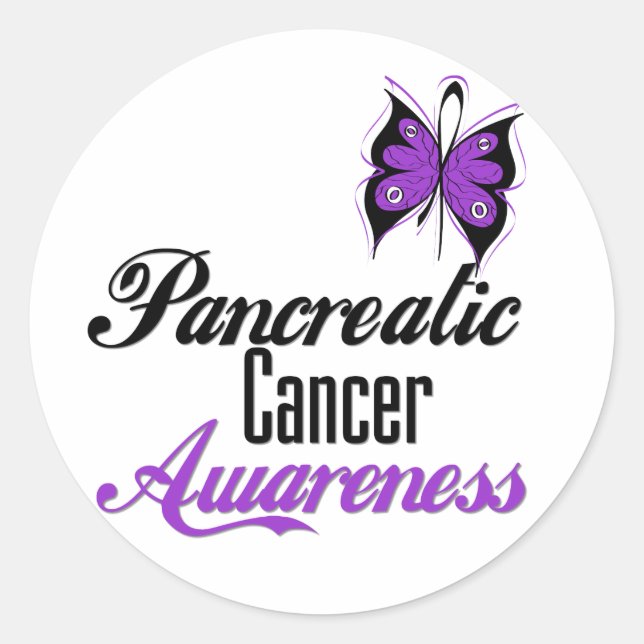 Pancreatic Cancer Awareness Butterfly Classic Round Sticker (Front)