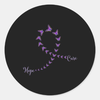 Pancreatic Cancer Awareness Hope Cure Butterfly Classic Round Sticker