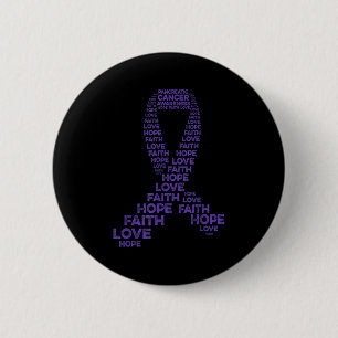 Pancreatic Cancer Awareness Hope Faith Love Purple 2 Inch Round Button
