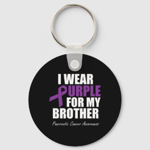 Pancreatic Cancer Awareness I Wear Purple For My B Keychain