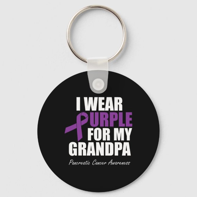 Pancreatic Cancer Awareness I Wear Purple For My G Keychain (Front)