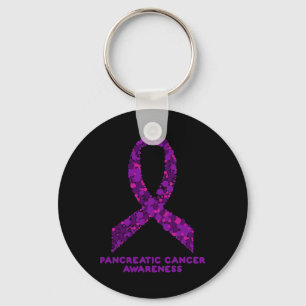 Pancreatic Cancer Awareness I Wear Purple Ribbon Keychain