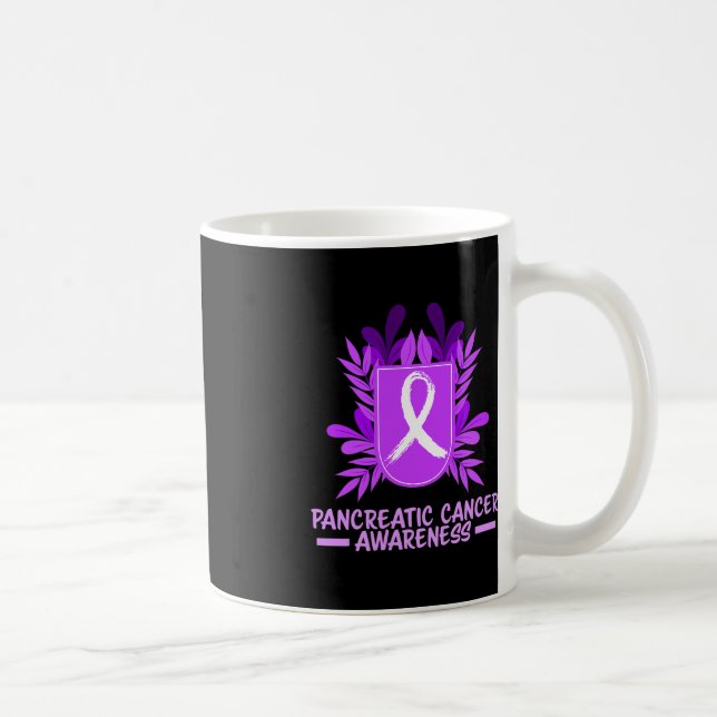 Pancreatic Cancer Awareness Month Purple Ribbon Fl Coffee Mug (Right)