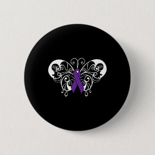 Pancreatic Cancer Awareness Purple Ribbon Butterf 2 Inch Round Button