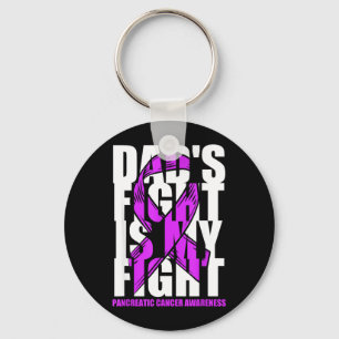 Pancreatic Cancer Awareness Purple Ribbon Dads Keychain