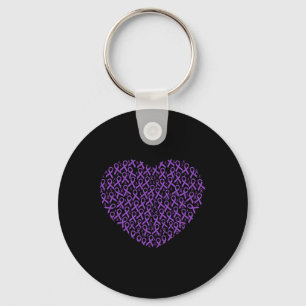 Pancreatic Cancer Awareness Purple Ribbon Heart Gi Keychain