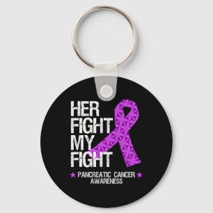 Pancreatic Cancer Awareness Purple Ribbon Her Figh Keychain