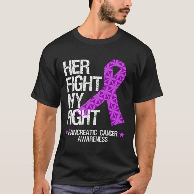 Pancreatic Cancer Awareness Purple Ribbon Her Figh T-Shirt (Front)