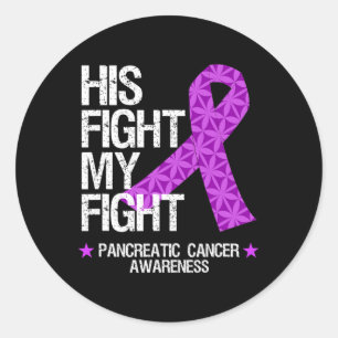 Pancreatic Cancer Awareness Purple Ribbon His Figh Classic Round Sticker