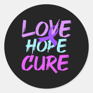 Pancreatic Cancer Awareness Purple Ribbon Love Hop Classic Round Sticker
