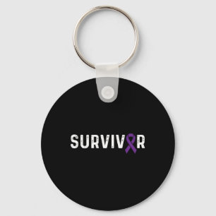 Pancreatic Cancer Awareness Purple Ribbon Survivor Keychain