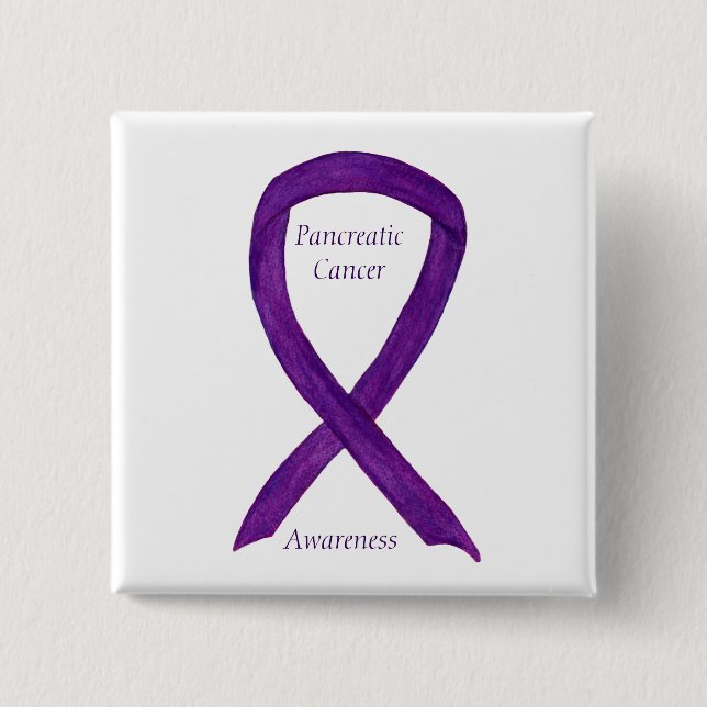Pancreatic Cancer Awareness Ribbon Custom Art Pins (Front)