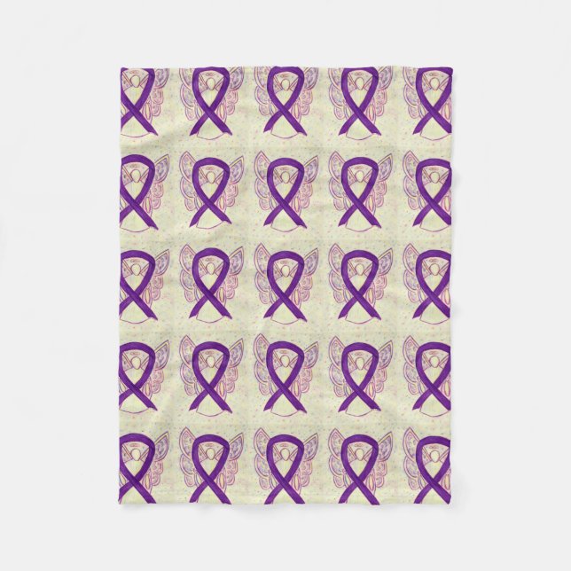 Pancreatic Cancer Awareness Ribbon Fleece Blanket (Front)