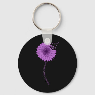 Pancreatic Cancer Awareness Sunflower Purple Keychain