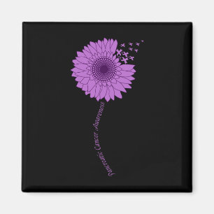 Pancreatic Cancer Awareness Sunflower Purple Magnet