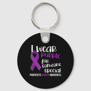 Pancreatic Cancer Awareness Survivor Gift Purple R Keychain