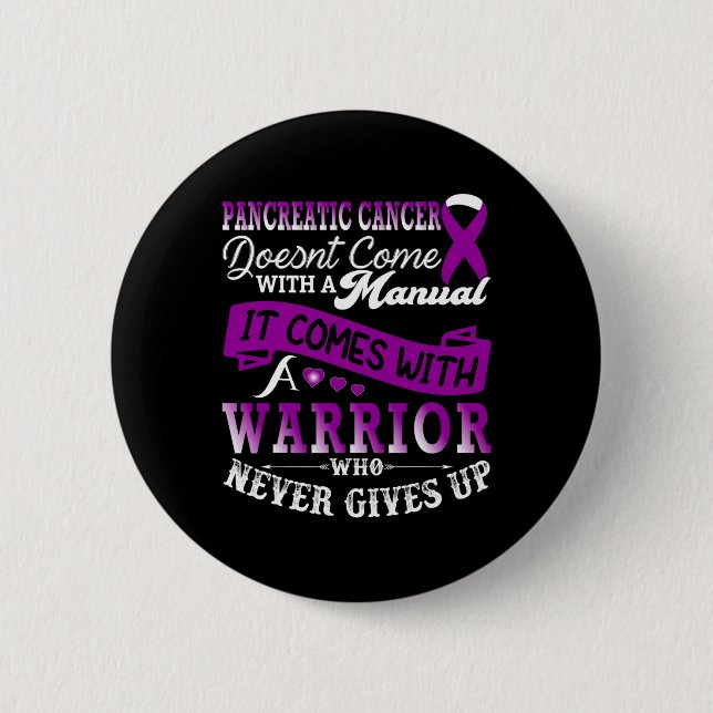 Pancreatic Cancer Awareness Warrior Support Purple 2 Inch Round Button (Front)