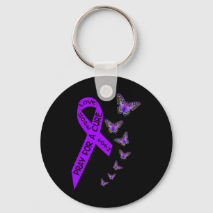 Pancreatic Cancer Awareness Women Butterfly Religi Keychain