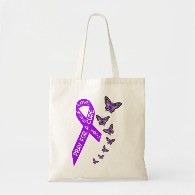 Pancreatic Cancer Awareness Women butterfly Religi Tote Bag (Front)