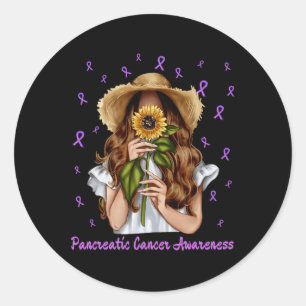 Pancreatic Cancer Awareness Women Support Mom Warr Classic Round Sticker