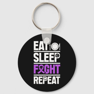 Pancreatic Cancer Eat Sleep Fight Purple Ribbon Aw Keychain
