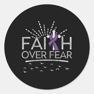 Pancreatic Cancer Faith Over Fear Purple Ribbon Classic Round Sticker