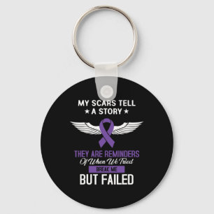 Pancreatic Cancer Fight Cancer Ribbon 10 Keychain